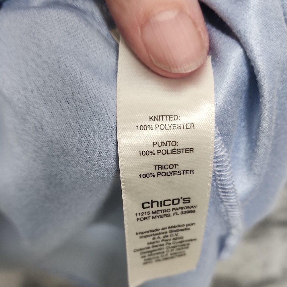 Chico's Sky Blue Patterned Button Down Shirt sz 2… - image 4